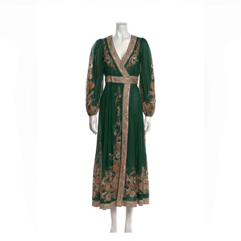 Elegant Emerald Green Zimmerman Paisley Wrap Dress